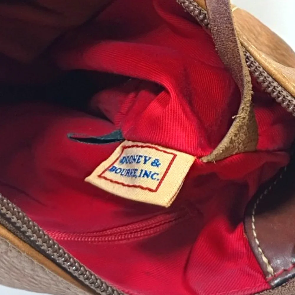 Dooney & Bourke Tan Pebbled Leather Hobo Bag Duck Charm Shoulder Purse